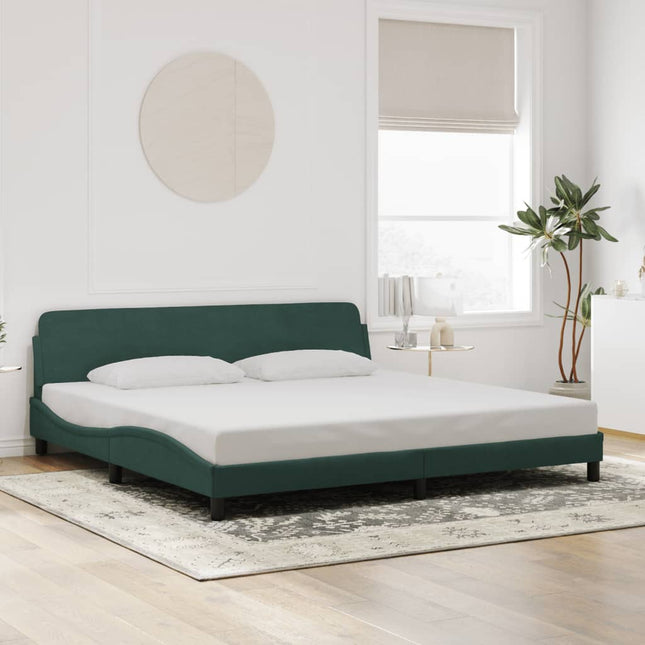 Giroletto senza Materasso Verde Scuro 200x200 cm in Velluto