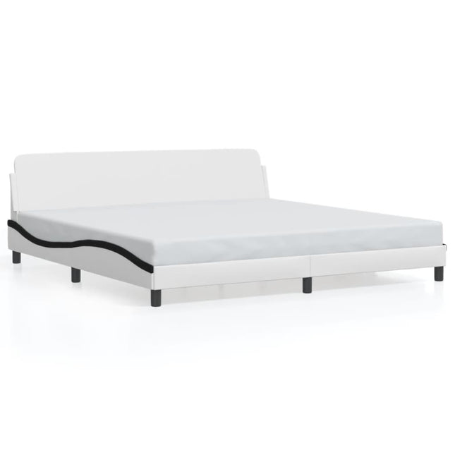 Giroletto con Testiera Bianco e Nero 200x200 cm in Similpelle