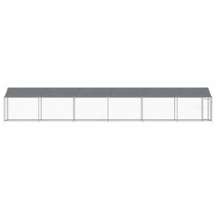 Gabbia Cani con Tetto e Porta Grigia 12x2x2 m Acciaio Zincato