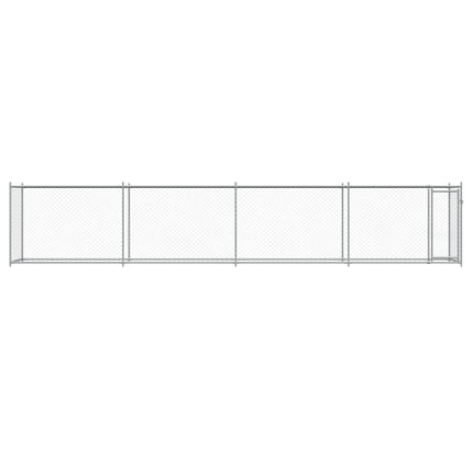 Gabbia per Cani con Porta Grigia 8x2x1,5 m in Acciaio Zincato