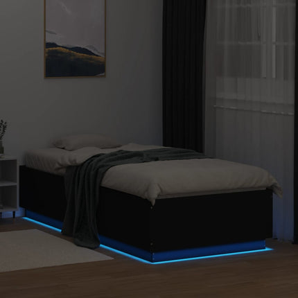 Giroletto con Luci LED Nero 90x200 cm in Legno Multistrato