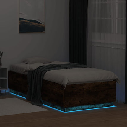 Giroletto con Luci LED Rovere Fumo 90x200 cm Legno Multistrato