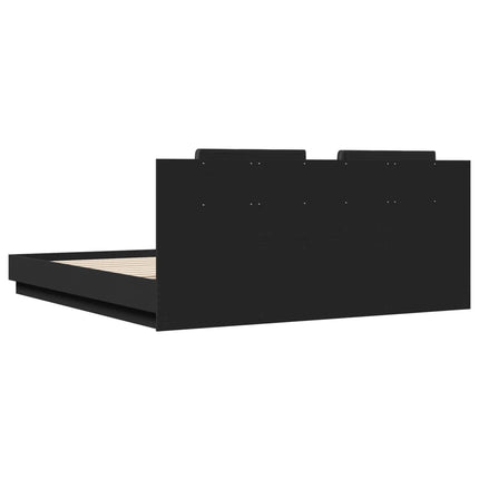 Giroletto con Testiera Nero 180x200 cm in Legno Multistrato