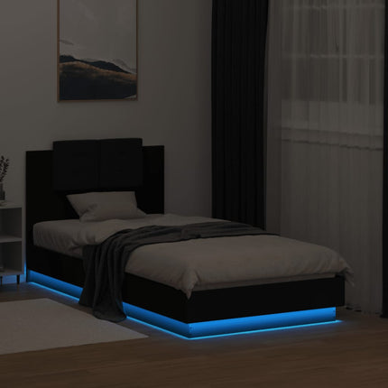Giroletto con Testiera e LED Nero 75x190 cm