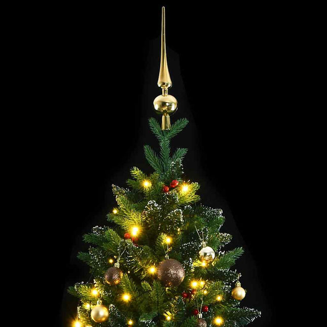 Albero Natale Incernierato con 150 LED e Palline 120 cm