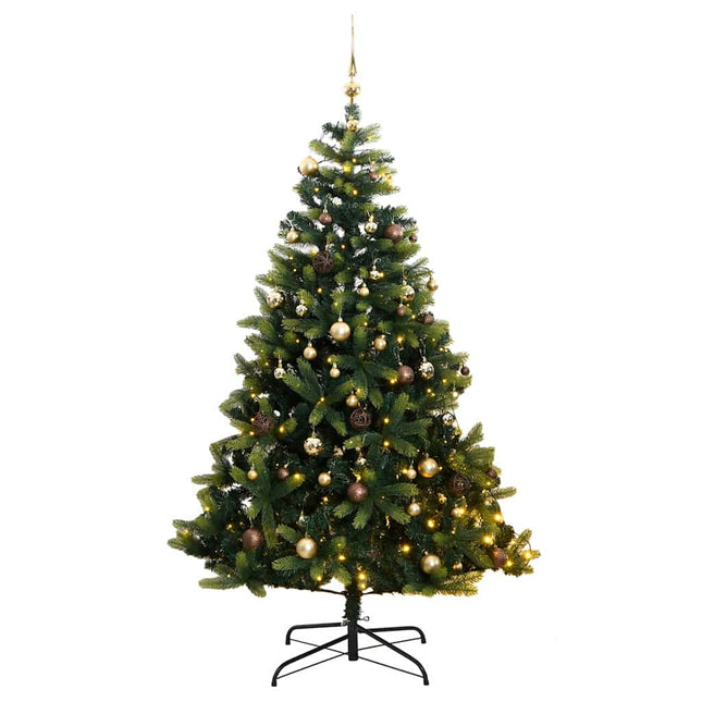 Albero Natale Incernierato con 300 LED e Palline 240 cm