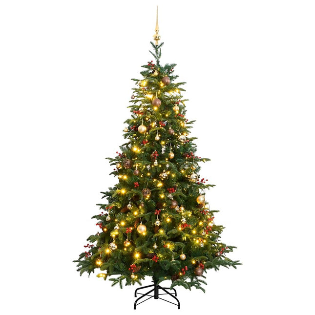 Albero Natale Incernierato con 300 LED e Palline 180 cm