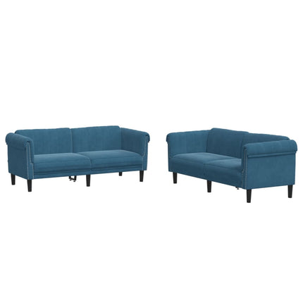 Set di Divani 2 pz Blu in Velluto