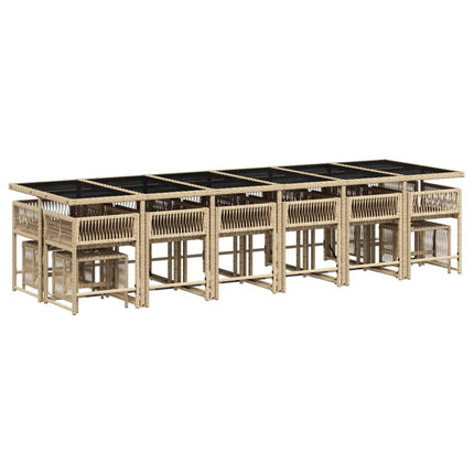 Set da Pranzo da Giardino 17 pz con Cuscini Beige in Polyrattan