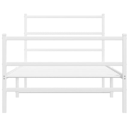 Giroletto con Testiera e Pediera Metallo Bianco 100x200 cm