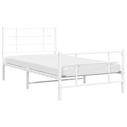 Giroletto con Testiera e Pediera Metallo Bianco 100x190 cm