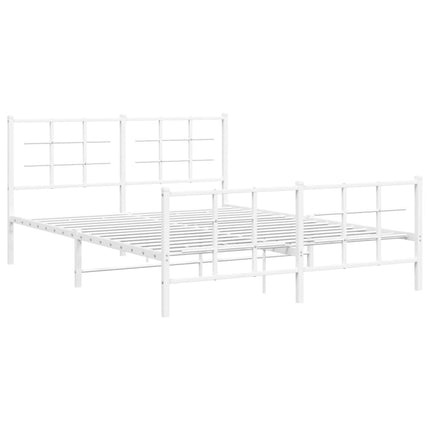 Giroletto con Testiera e Pediera Metallo Bianco 150x200 cm