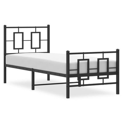 Giroletto con Testiera e Pediera Metallo Nero 80x200 cm