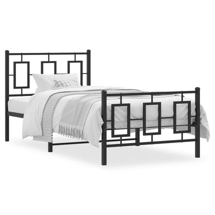 Giroletto con Testiera e Pediera Metallo Nero 90x200 cm