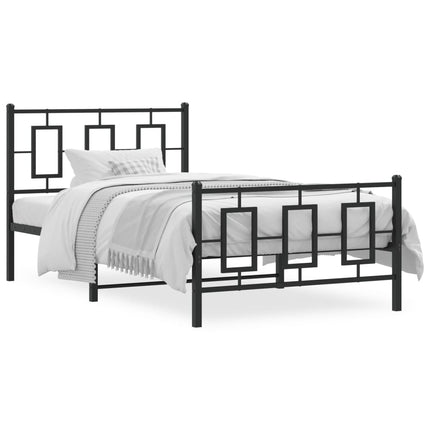 Giroletto con Testiera e Pediera Metallo Nero 100x190 cm