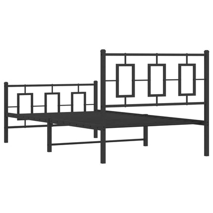 Giroletto con Testiera e Pediera Metallo Nero 100x190 cm