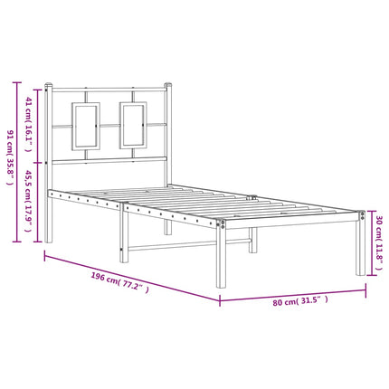 Giroletto senza Materaso con Testiera Metallo Bianco 75x190 cm