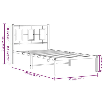 Giroletto con Testiera Metallo Bianco 90x200 cm