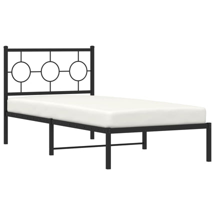 Giroletto con Testiera in Metallo Nero 90x200 cm