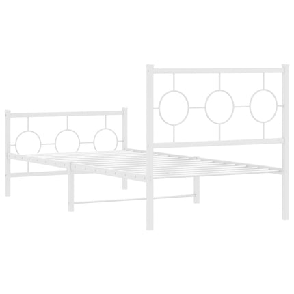 Giroletto con Testiera e Pediera Metallo Bianco 90x190 cm