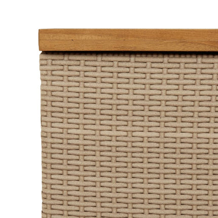 Contenitore Giardino Beige 110x55x63cm Polyrattan Legno Acacia