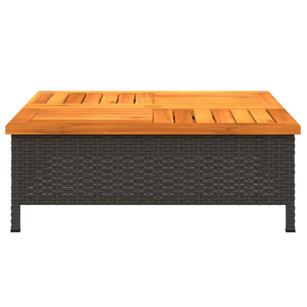 Copertura Base Ombrellone Nera 70x70x25 cm Polyrattan e Acacia