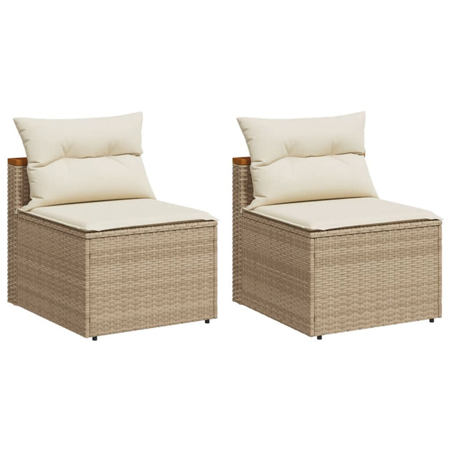 Divani Giardino Senza Braccioli con Cuscini 2 Beige Polyrattan