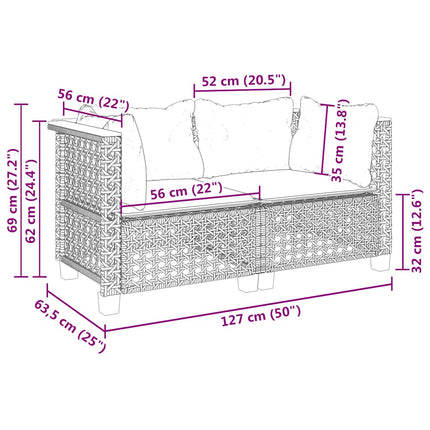 Divani Angolari da Giardino con Cuscini 2 Beige Polyrattan