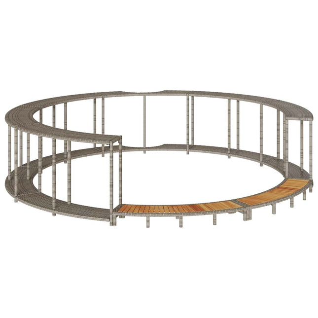 Bordo per Vasca Spa con Portaoggetti&Gradino Polyrattan Grigio
