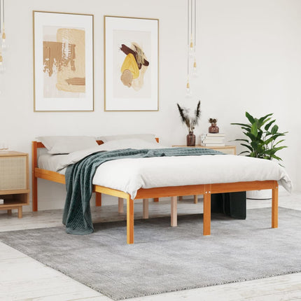 Letto per Anziani Marrone Cera 135x190 cm Legno Massello Pino