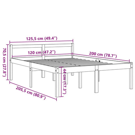 Letto per Anziani Marrone Cera 120x200cm Legno Massello di Pino