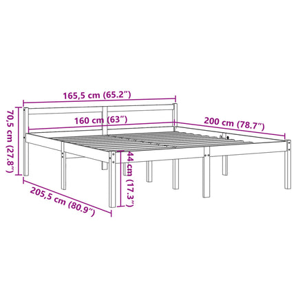 Letto per Anziani Marrone Cera 160x200cm Legno Massello di Pino