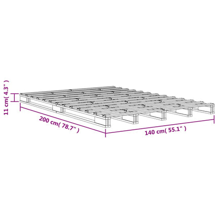 Letto Pallet Marrone Cera 140x200 cm in Legno Massello di Pino