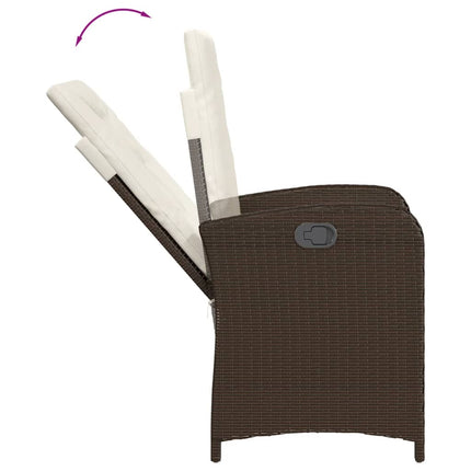 Set da Pranzo da Giardino 9pz con Cuscini Marrone in Polyrattan