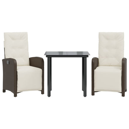 Set BistrÃƒÂ² 3 pz con Cuscini Marrone in Polyrattan