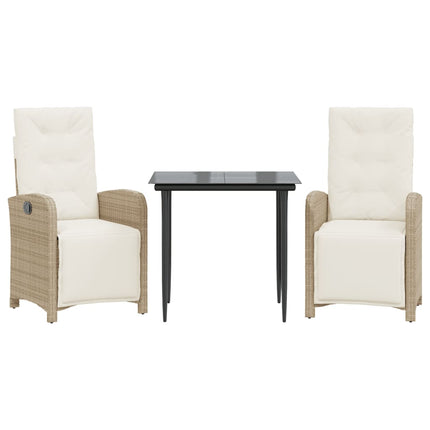 Set da BistrÃƒÂ² 3 pz con Cuscini Beige in Polyrattan