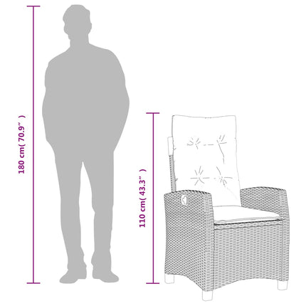 Set da Pranzo da Giardino 7 pz con Cuscini in Polyrattan Grigio