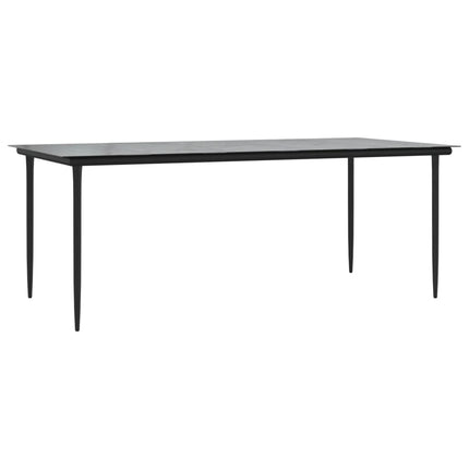 Set da Pranzo da Giardino 9 pz con Cuscini Nero in Polyrattan