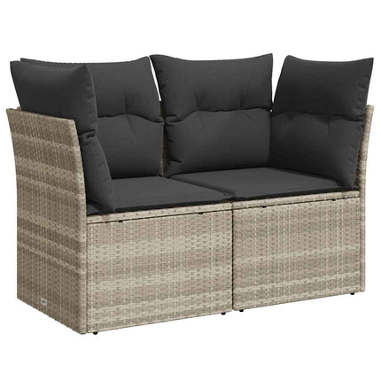 Divano da Giardino con Cuscini 2 Posti Grigio Chiaro Polyrattan