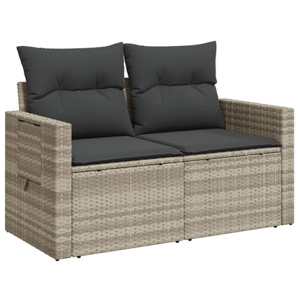 Divano da Giardino con Cuscini 2 Posti Grigio Chiaro Polyrattan