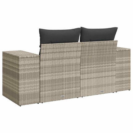 Divano da Giardino con Cuscini 2 Posti Grigio Chiaro Polyrattan