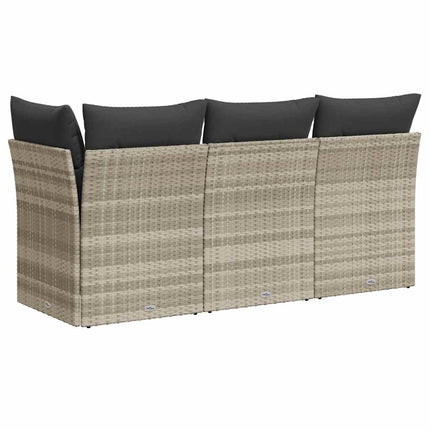 Divano da Giardino con Cuscini 3 Posti Grigio Chiaro Polyrattan