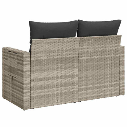 Divano da Giardino con Cuscini 2 Posti Grigio Chiaro Polyrattan