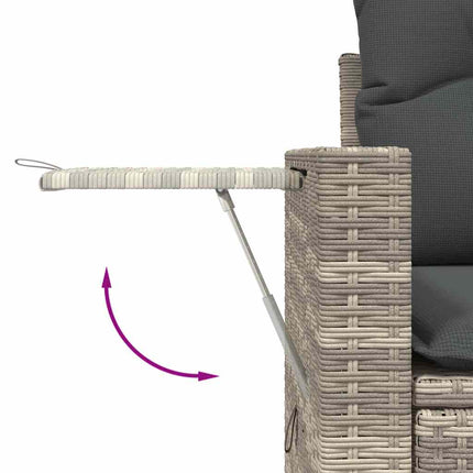 Divano da Giardino con Cuscini 2 Posti Grigio Chiaro Polyrattan