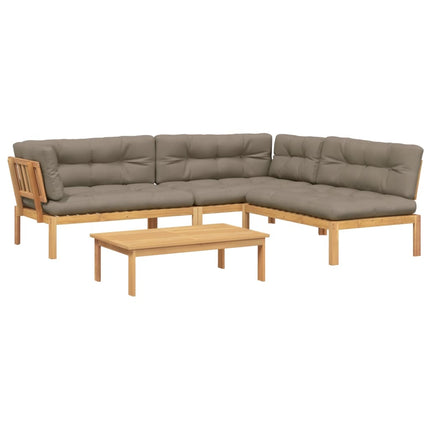 Set Divani Pallet Giardino 4pz Cuscini Legno Massello Acacia