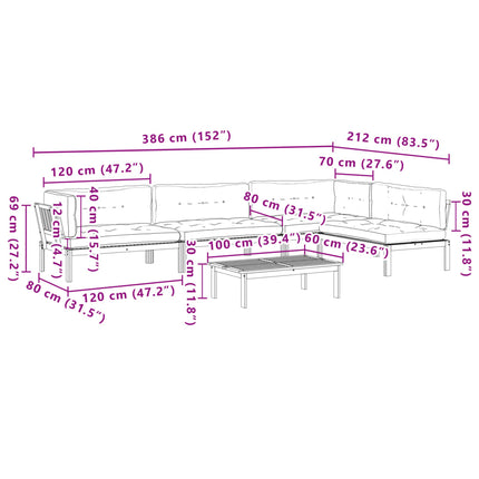 Set Divano Pallet Giardino 5pz con Cuscini Massello Acacia