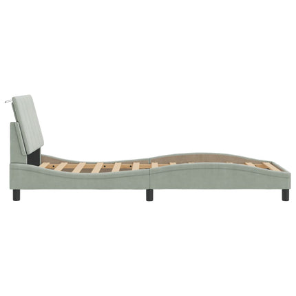 Giroletto senza Materasso Grigio Chiaro 90x200 cm Velluto