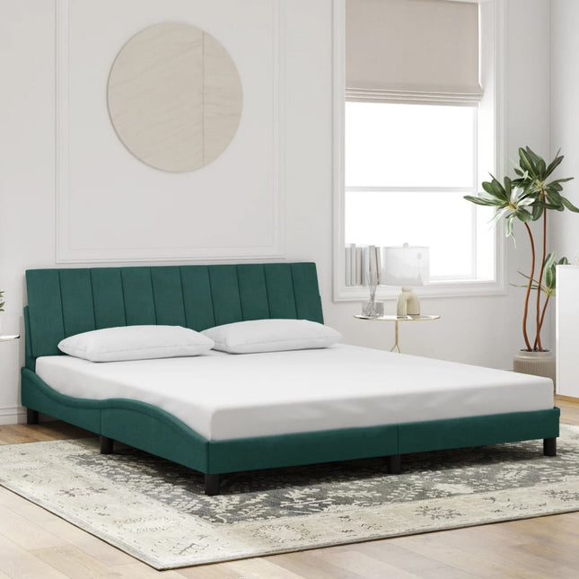 Giroletto senza Materasso Verde Scuro 180x200 cm in Velluto