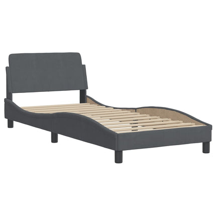 Giroletto senza Materasso Grigio Scuro 90x200 cm Velluto