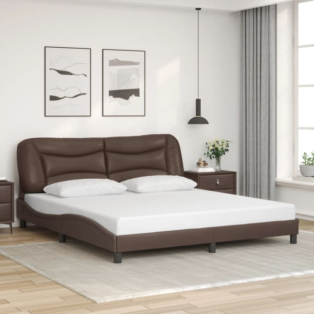 Giroletto con Testiera Marrone 180x200 cm in Similpelle